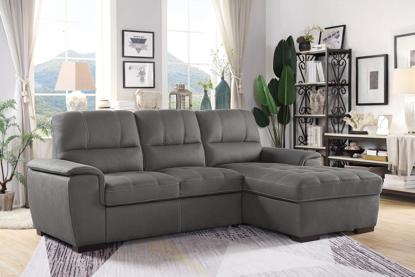 Andes Sectional W/Sleeper & Storage RAF ONLY, GREY