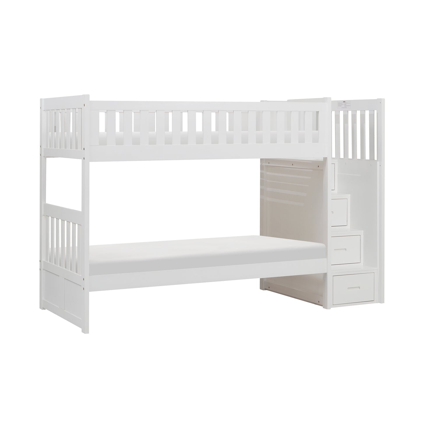 Galen Twin/Twin Bunkbed W/Stairs WHITE