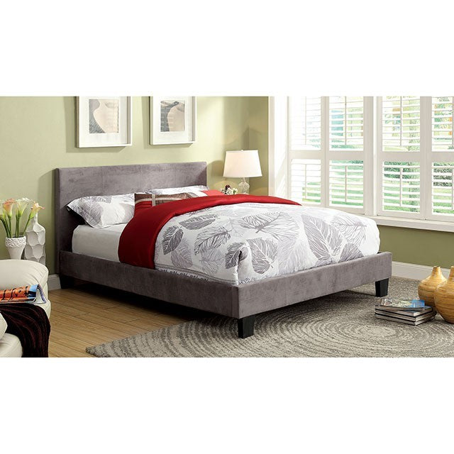 Winn Park Queen Platform Bed GREY MICROFIBER