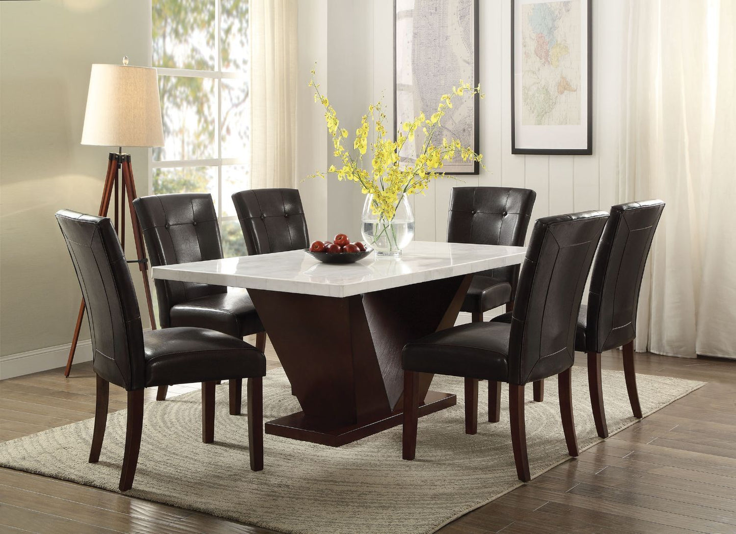 Forbes 5PCS Dining Set Table & 4 Chairs REAL MARBLE