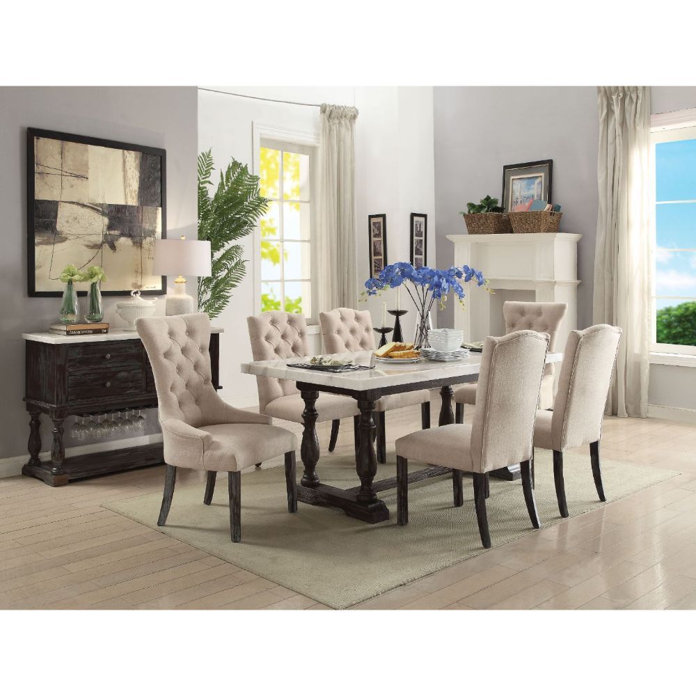 Gerardo 5PCS Dining Set Table & 4 Chairs REAL MARBLE