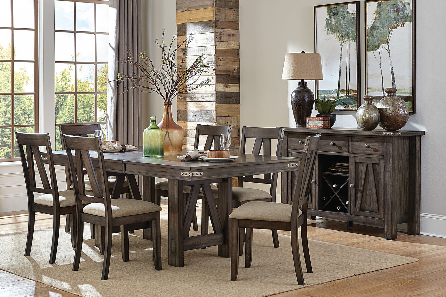Mattawa 5PCS SOLID WOOD Dining Set Butterfly Leaf BROWN ONLY