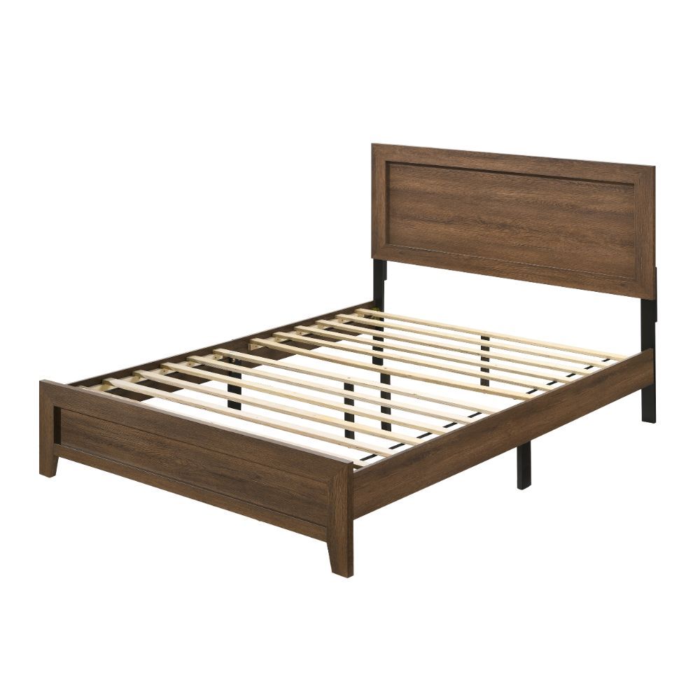 Miquell Queen Bed -Box Spring Required OAK BROWN