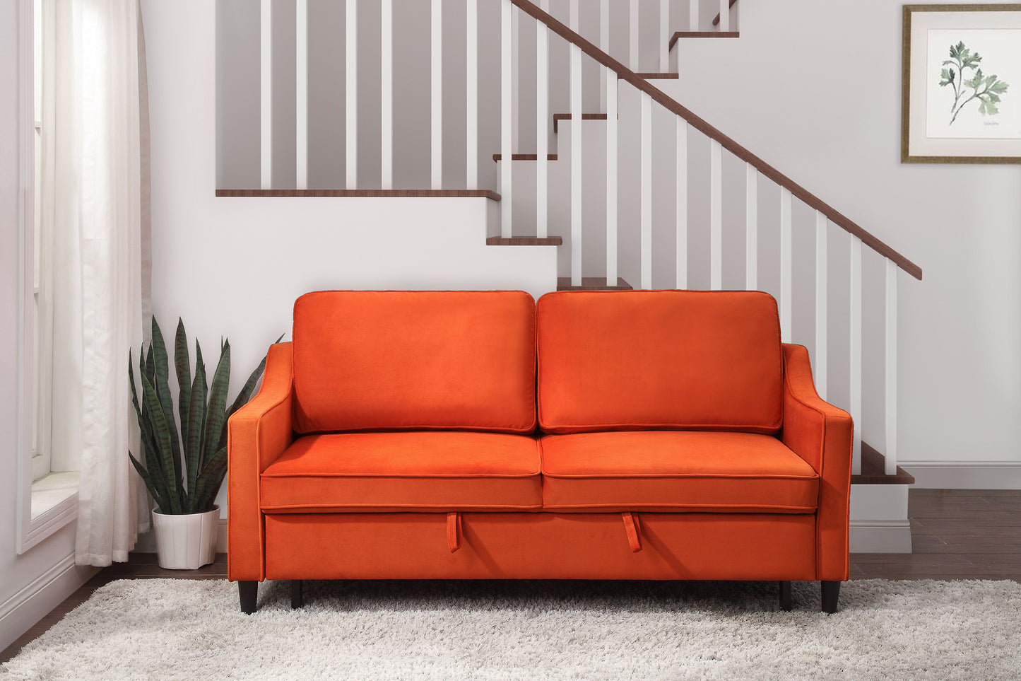 Adelia Convertible Studio Sofa with Pull-out Bed ORANGE