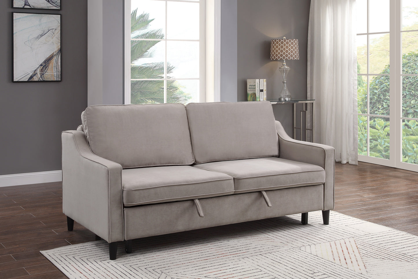 Adelia Convertible Studio Sofa with Pull-out Bed COBBLESTONE