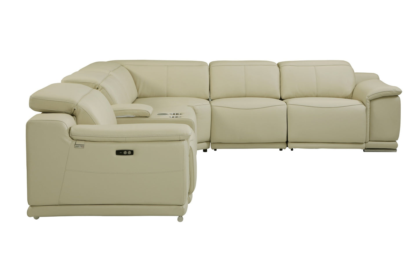 Alanzo 6PC Modular Italian Leather Power Reclining Sectional TAUPE