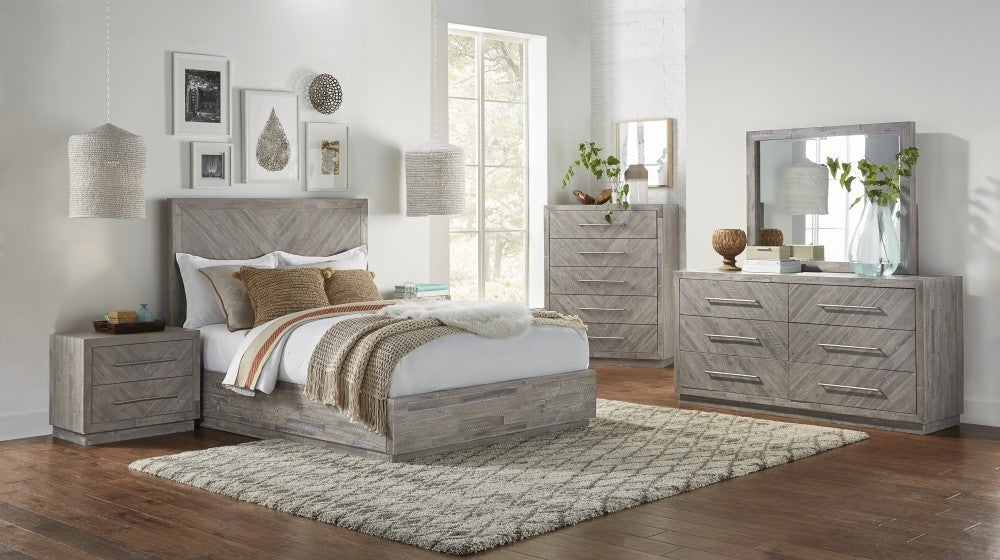 Alexandra Queen Platform Bed SOLID WOOD RUSTIC LATTE ONLY