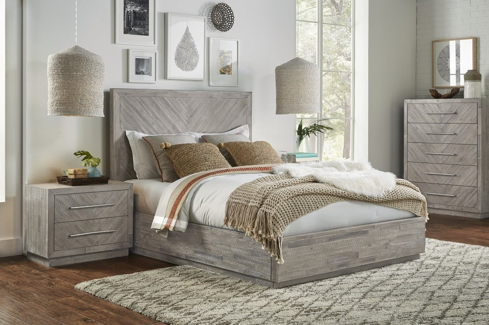 Alexandra Queen Platform Bed w/ STORAGE SOLID WOOD