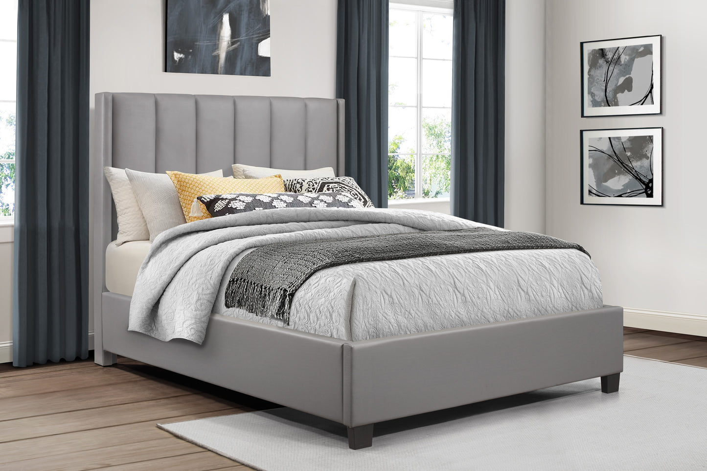 Anson Queen Platform Bed GREY ONLY