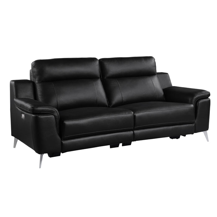 Antonio Top Grain Power Reclining Sofa BLACK