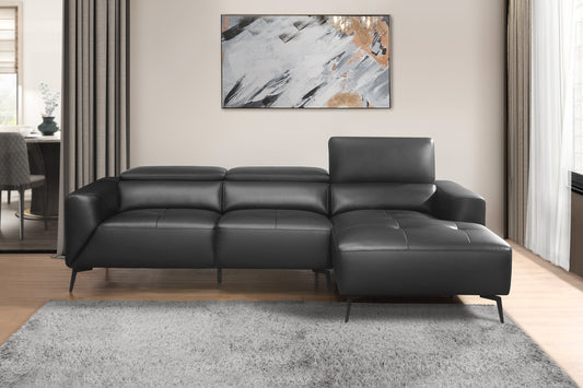 Argonne Top Grain Leather Sectional w/right chaise only BLACK
