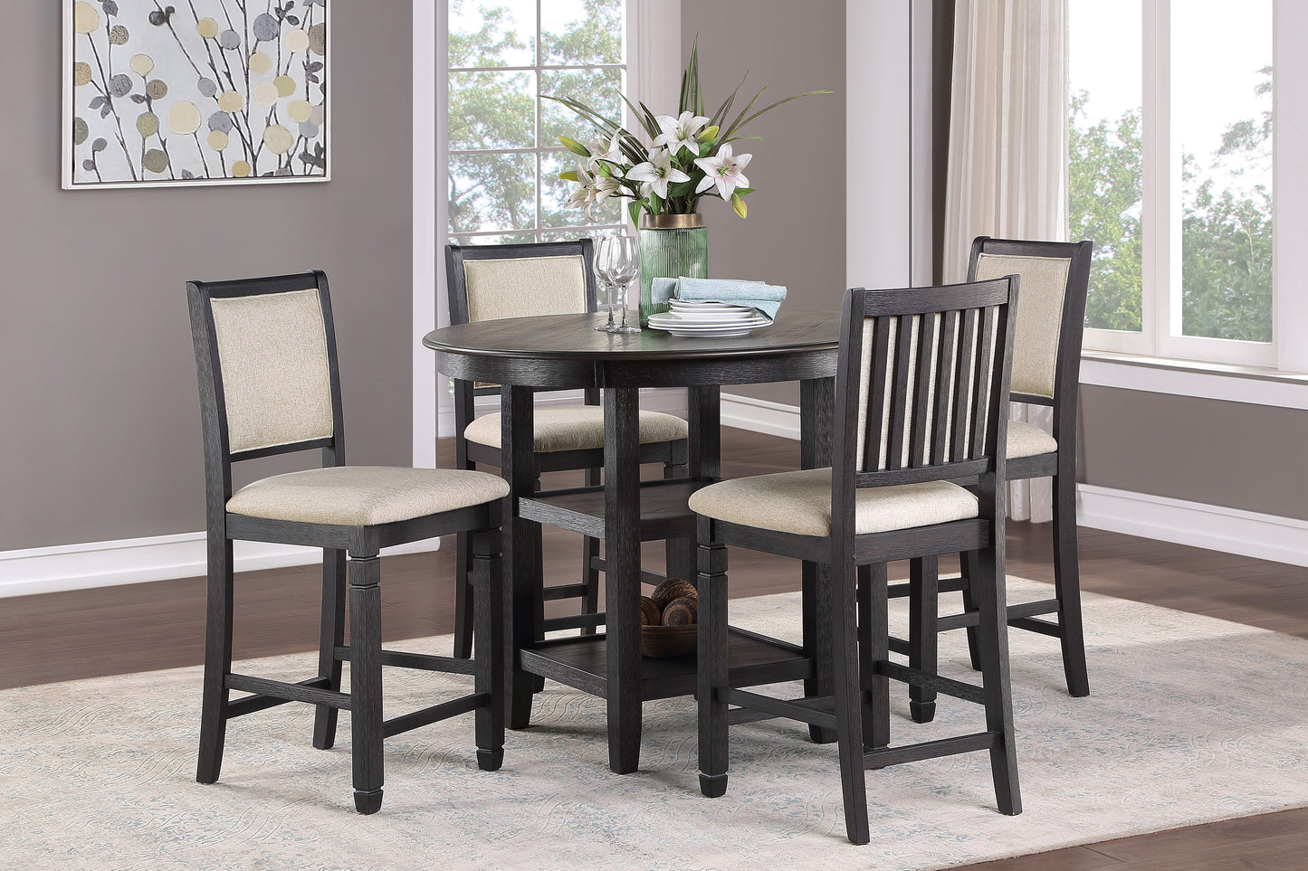 Asher 5PCS Counter Dinette Set BROWN ONLY
