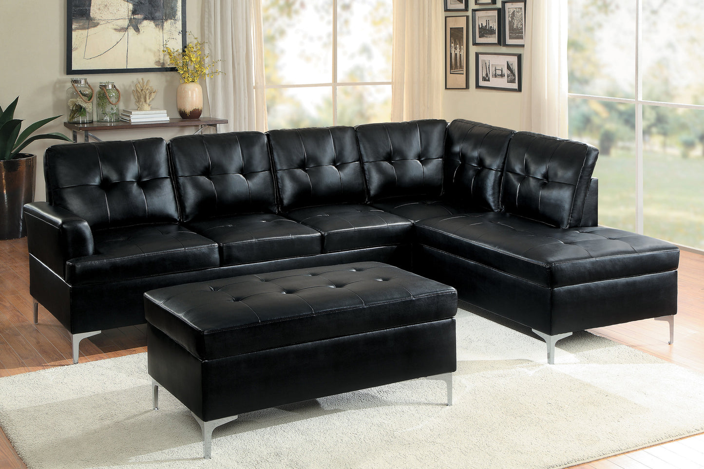 Barrington VINYL Sectional w/Right Chaise only BLACK