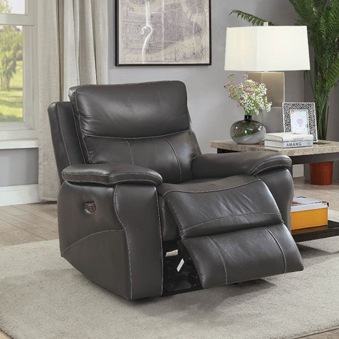 Lila Top Grain Leather Power Sofa Recliner GREY ONLY