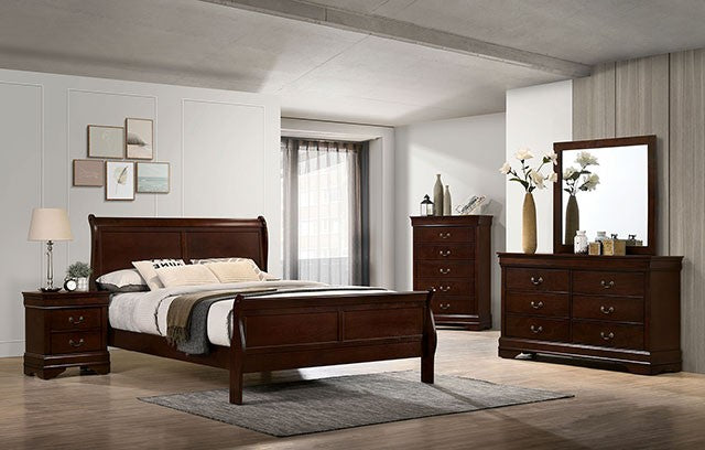 Louis 4PC Queen Bedroom Set- Queen Bed, dresser, mirror, night stand