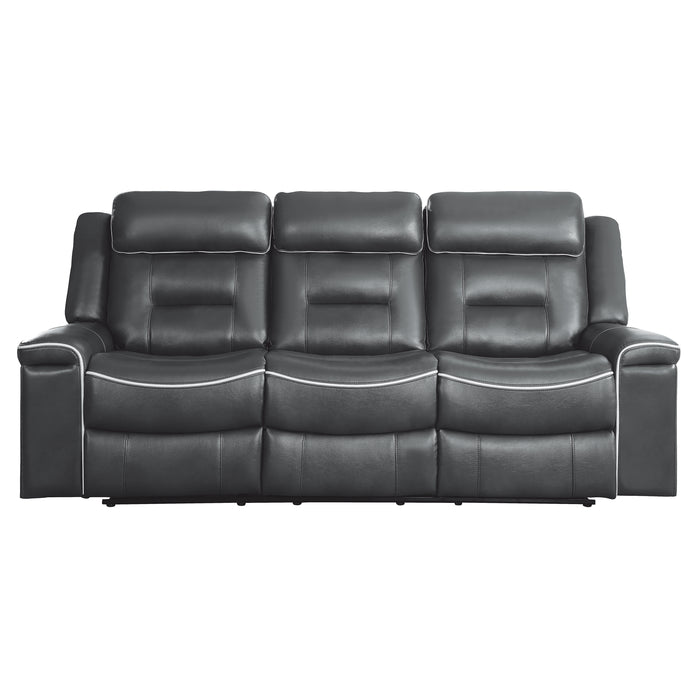 Darwan VINYL Lay Flat Reclining Sofa DARK GREY