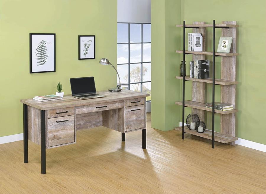 Samson 4-Drawer Office Desk Weathered Oak