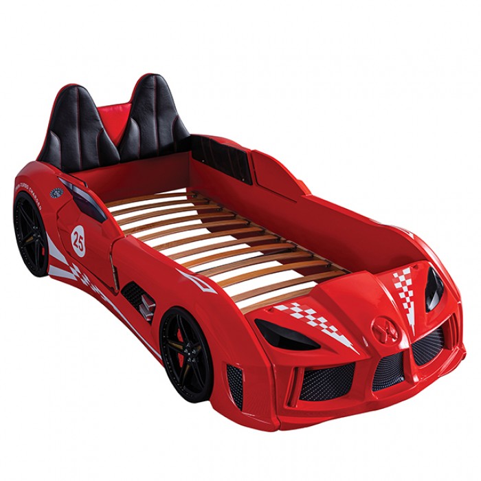 #Trackster Twin Race Car Bed RED