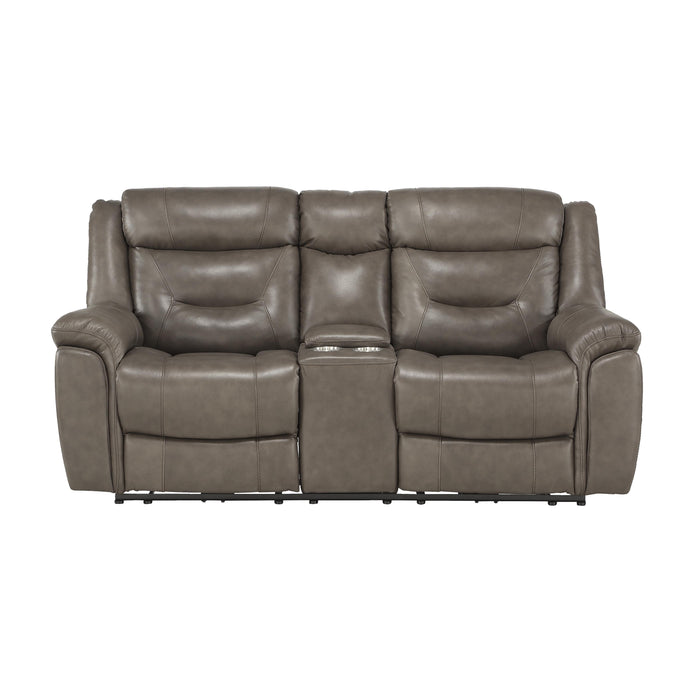 Kenneth Italian Leather Power Reclining Loveseat Greyish-Brown