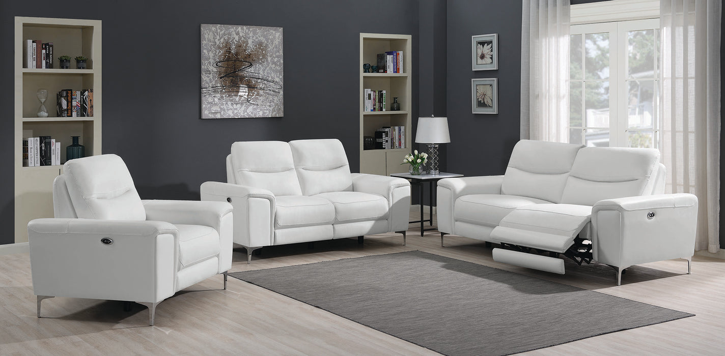 Largo Top Grain Leather Power Sofa WHITE