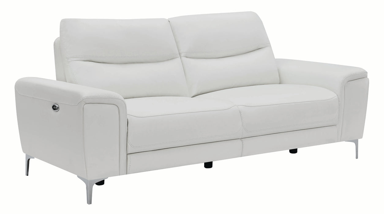 Largo Top Grain Leather Power Sofa WHITE