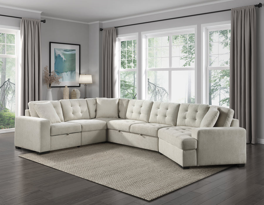 Logansport Sectional W/ Sleeper & Chaise RAF Only BEIGE