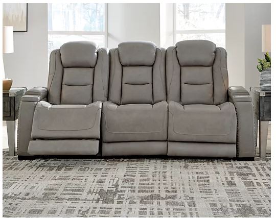 # The Man-Den Triple Power Reclining Sofa Top Grain Leather GREY