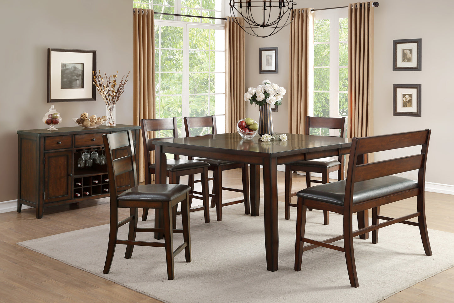 Mantello 5PCS Counter Dining Set BROWN ONLY