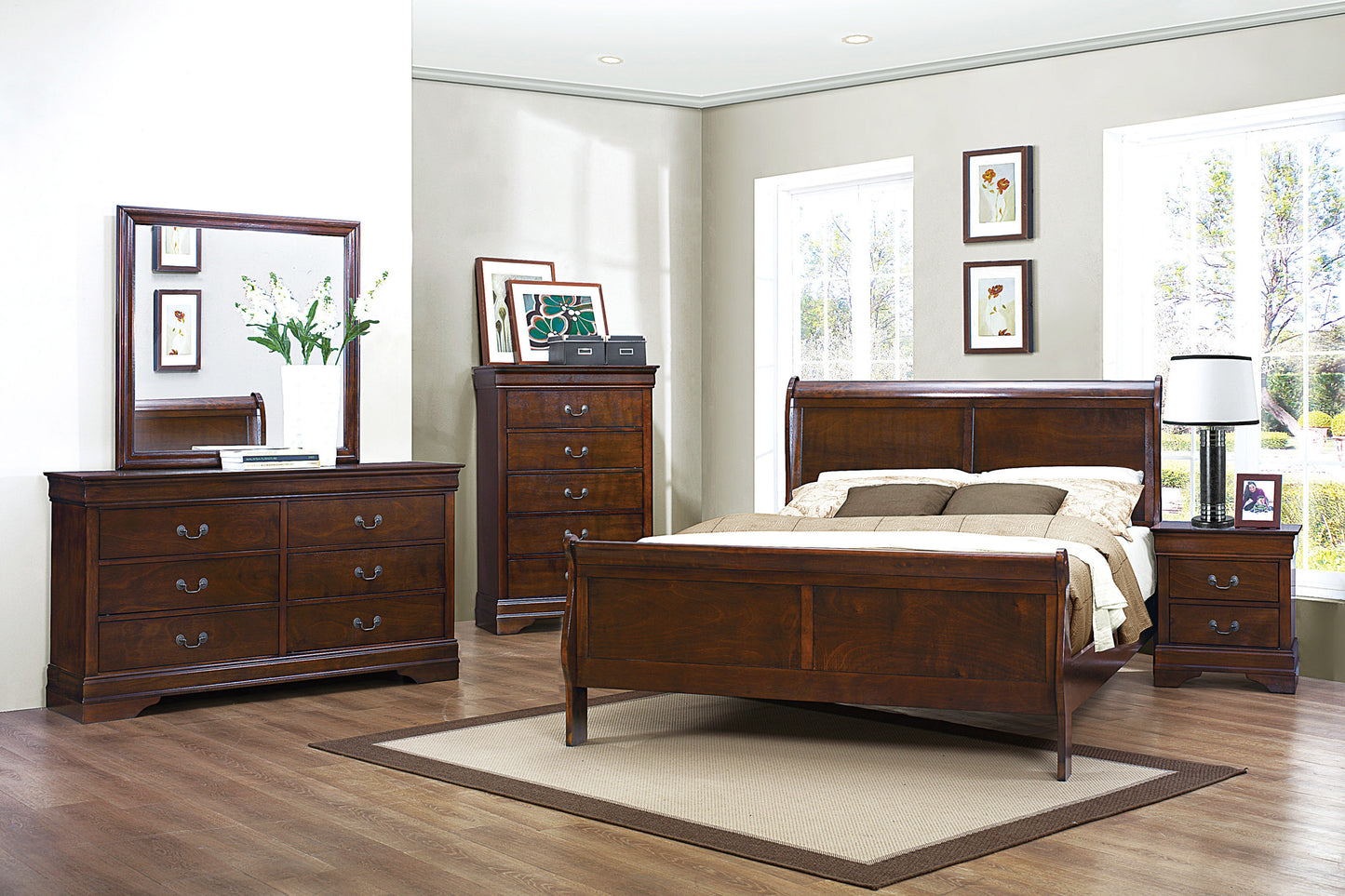 Mayville 4PC Twin/Full/Queen Bedroom Set- Twin/Full/Queen Bed, dresser, mirror, night stand
