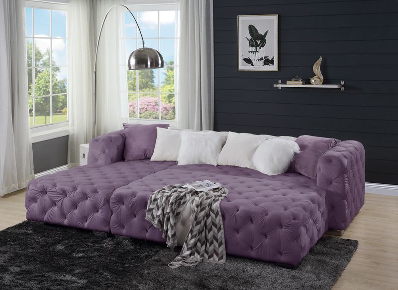 Qokmis Sectional PURPLE VELVET